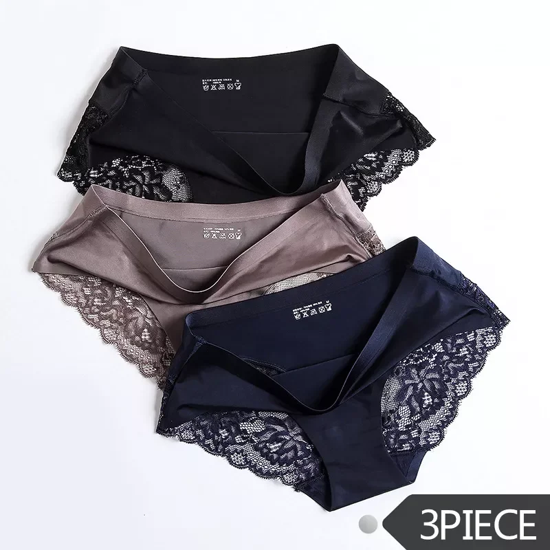 

3 шт./лот сексуальные кружевные женские трусики в комплекте, ажурное нижнее белье, бесшовные спортивные трусы из вискозы, хлопковые трусы с п...