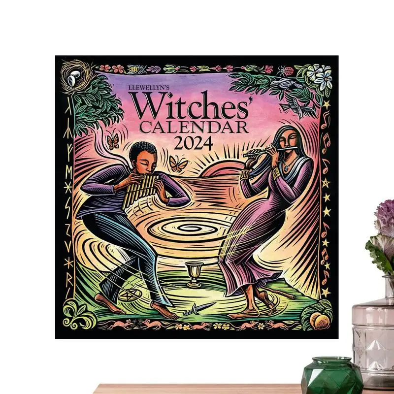 

Календарь для творчества 2024, календарь на стену в стиле Фэнтези, календарь с ведьмой на месяц, милый настенный календарь на 12 месяцев, украшение для дома, школьный классный календарь