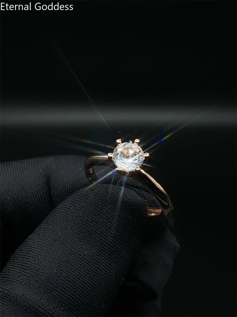 

100% 925 Sterling Silver 0.8 Carat Round Cut Diamond Wedding Engagement Gift Ladies Moissanite Ring High Jewelry diamond ring
