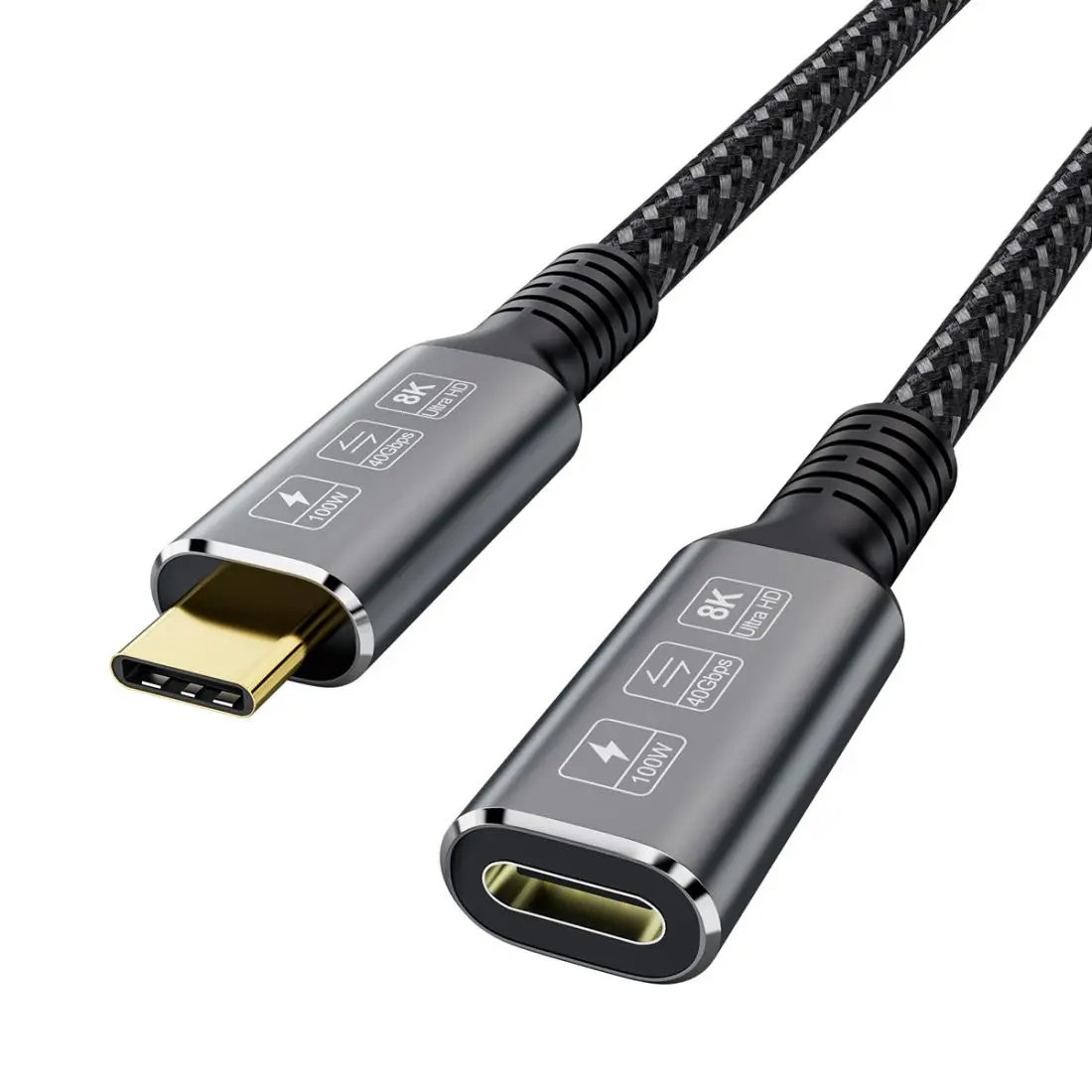 

ChenYang CY USB4 USB-C Extension Cable Male to Female 40Gbps with 100W Charging and 8K@60Hz Compatible with Thunderbolt3/4
