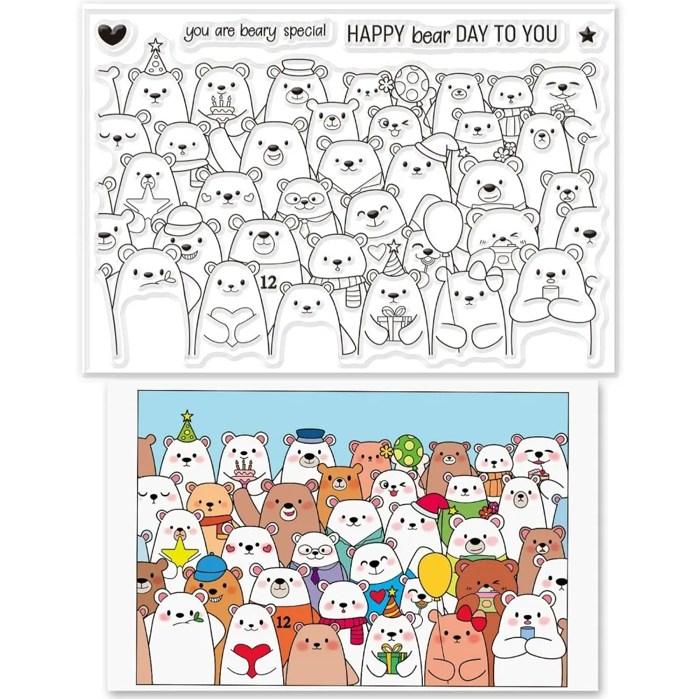 Милый медведь фон силиконовые прозрачные штампы для изготовления открыток на