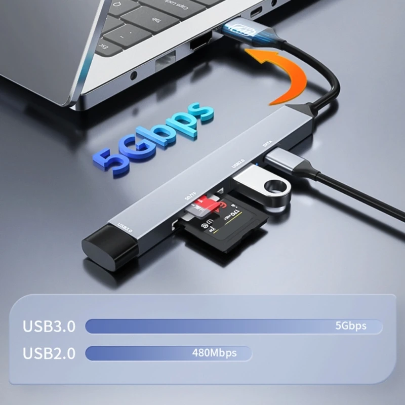 

5-in-1 USB Ultra-fast Docking Station to Type C USB3.0 2.0 Charging Multiple Data Transfer Hub for PC Laptop Dropship