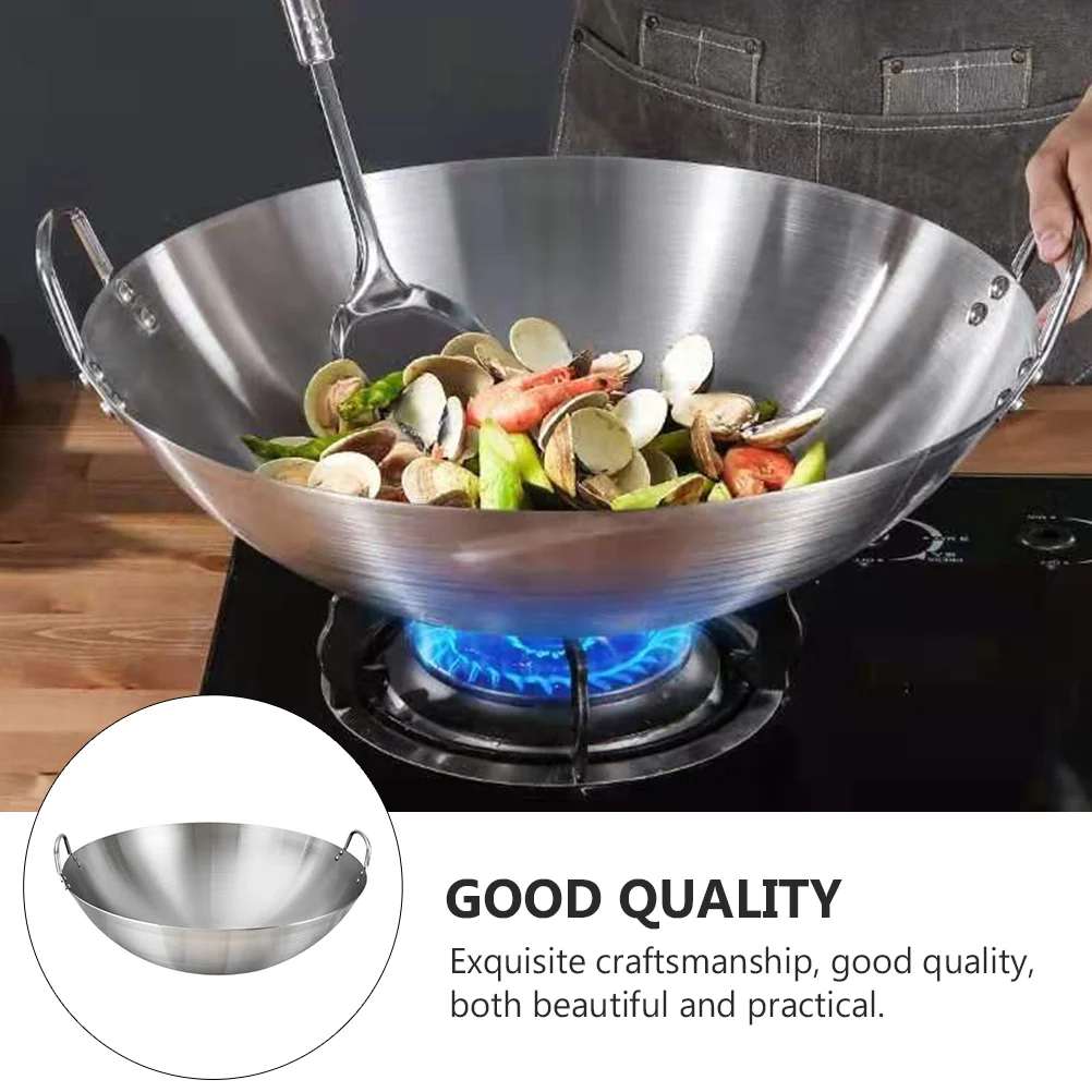 

Wok Pan Steel Fry Stir Frying Stainless Deep Cooking Iron Chinese Pot Handle Cast Skillet Carbon Round Bottom Kitchen Nonstick