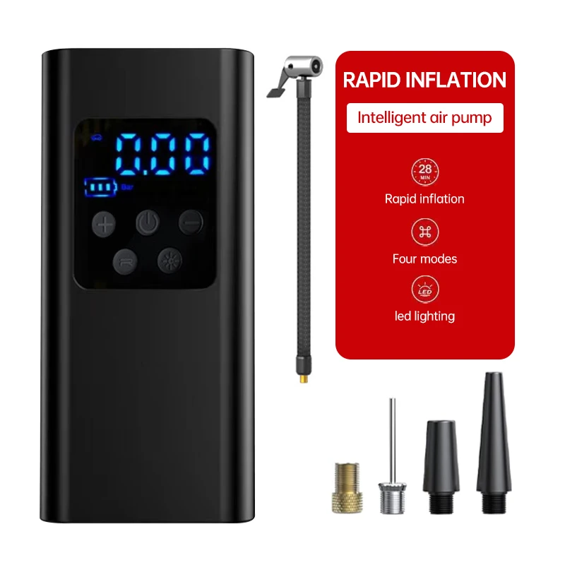 

JKUOO портативный перезаряжаемый воздушный насос цифровой насос для накачивания шин беспроводной компрессор для автомобиля, мотоцикла, велосипеда и спортивных мячей