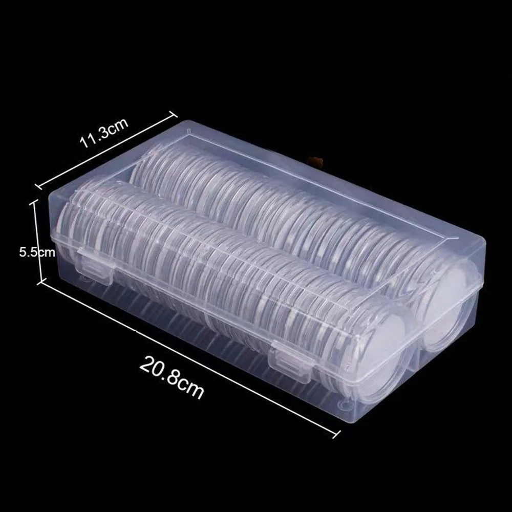 

46mm Clear Round Plastic Coins Capsule Container Storage Collection Box Cases
