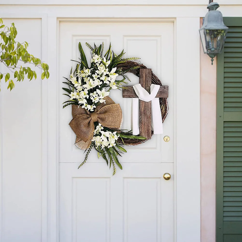 

High Quality Brand New Easter Cross Garland Holiday Home Decoration Party Props Weddings And Parties Wood 35cm