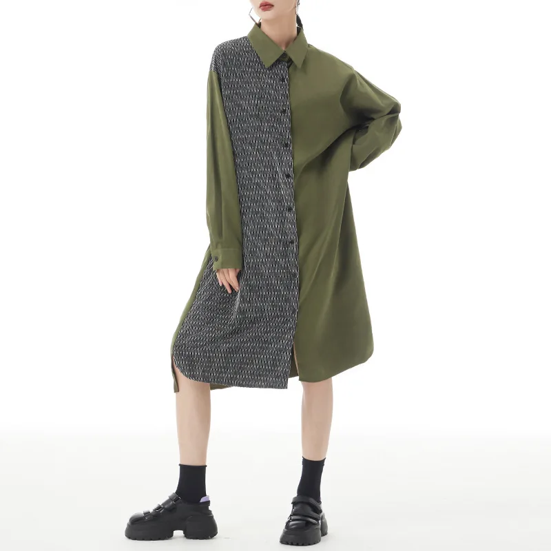 

Корейское женское платье в стиле пэчворк с длинными рукавами 2023 Новое Осеннее повседневное Дамское Платье модная женская одежда ТРАПЕЦИЕВИДНОЕ ПЛАТЬЕ