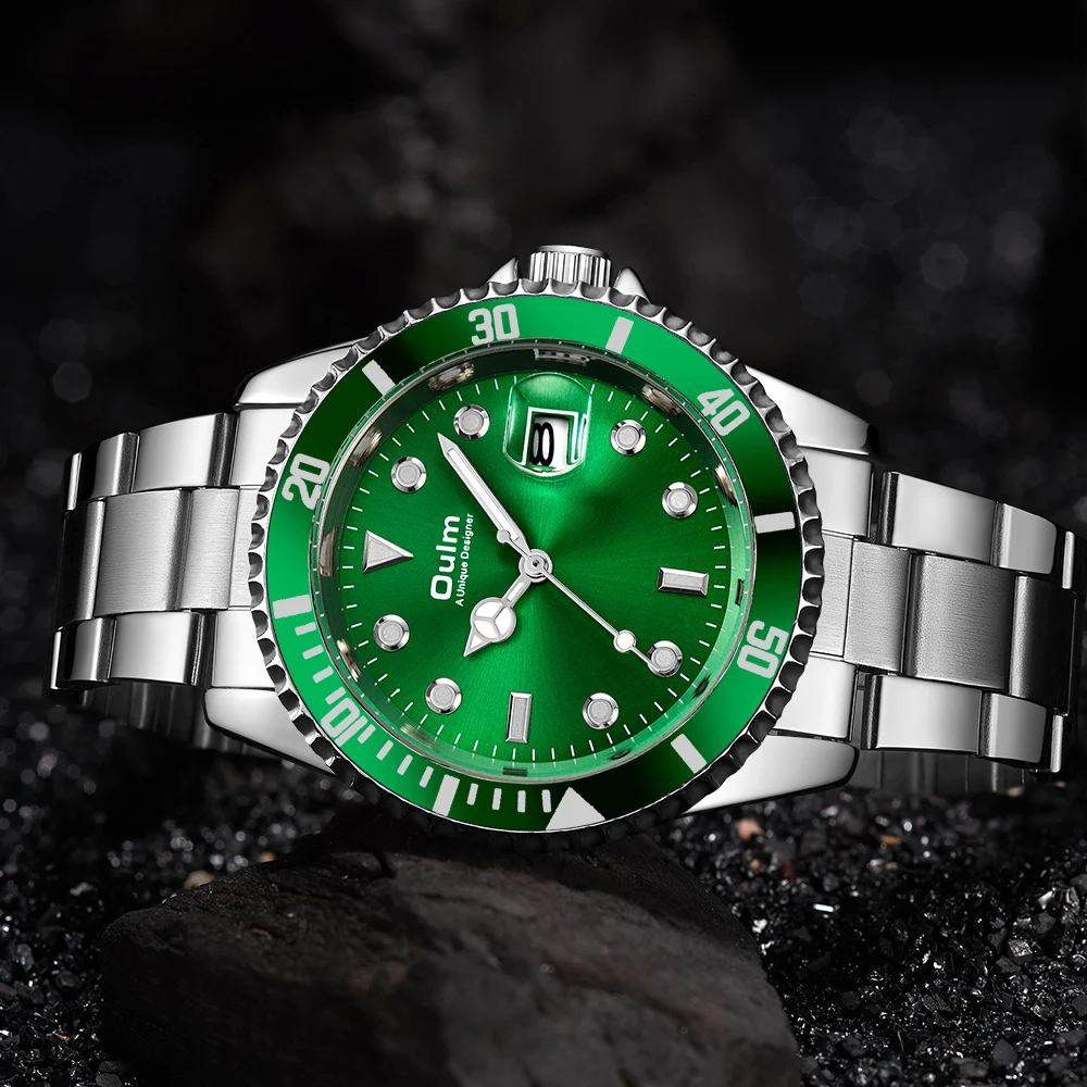 Часы OULM Мужские деловые роскошные модные светящиеся водонепроницаемые наручные