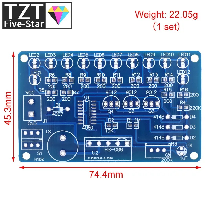 Фото 1/3 шт. CD4060 SMD музыкальный фонарь комплект для сварки цепей Dream Light электронный DIY обучение навыкам встроенная сварка SMD №3