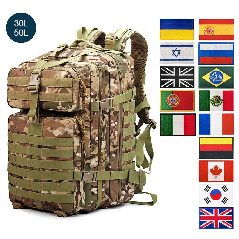 

30L/50L Portable MOLLE 3P Tactical Pack Military Hiking Bag Waterproof Rucksacks Army Outdoor Camping Trekking Hunting Bag