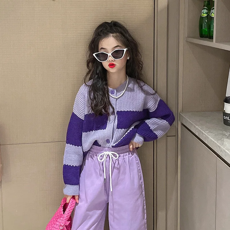 

Girls Plush Popular Striped Sweater Kids Clothes spring autumn Clothes Children Tops Cute Jacket New Fashion Casual All-match