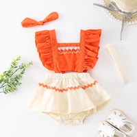 3 6 12 18 months newborn bodysuit infant baby girl sleeveless ruffle solid floral romperheadbands sets summer baby clothes