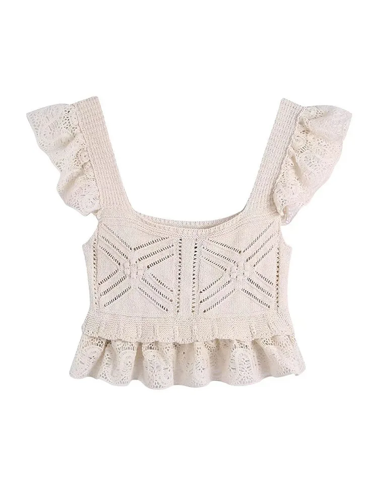 

Женские летние трикотажные топы из жаккардовой сетчатой ткани без рукавов