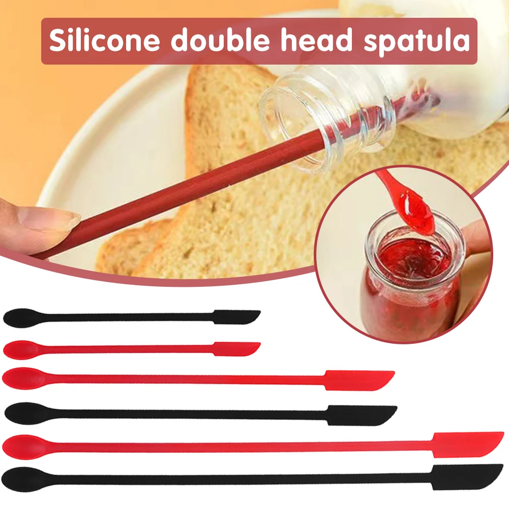 3PCS Mini Silicone Spatula Reusable Multipurpose Kitchen Long Handle Double-Headed Scraper jam spatula Kitchen Gadgets
