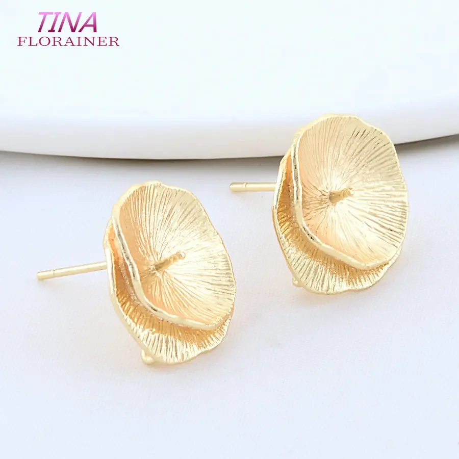 15 5*16 5 мм 18 К позолоченная латунь круглой формы серьги-гвоздики шпильки высокого