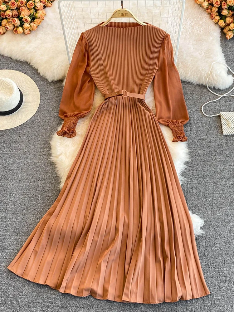 Женское Плиссированное вечернее платье весенне-осеннее лоскутное кружевное