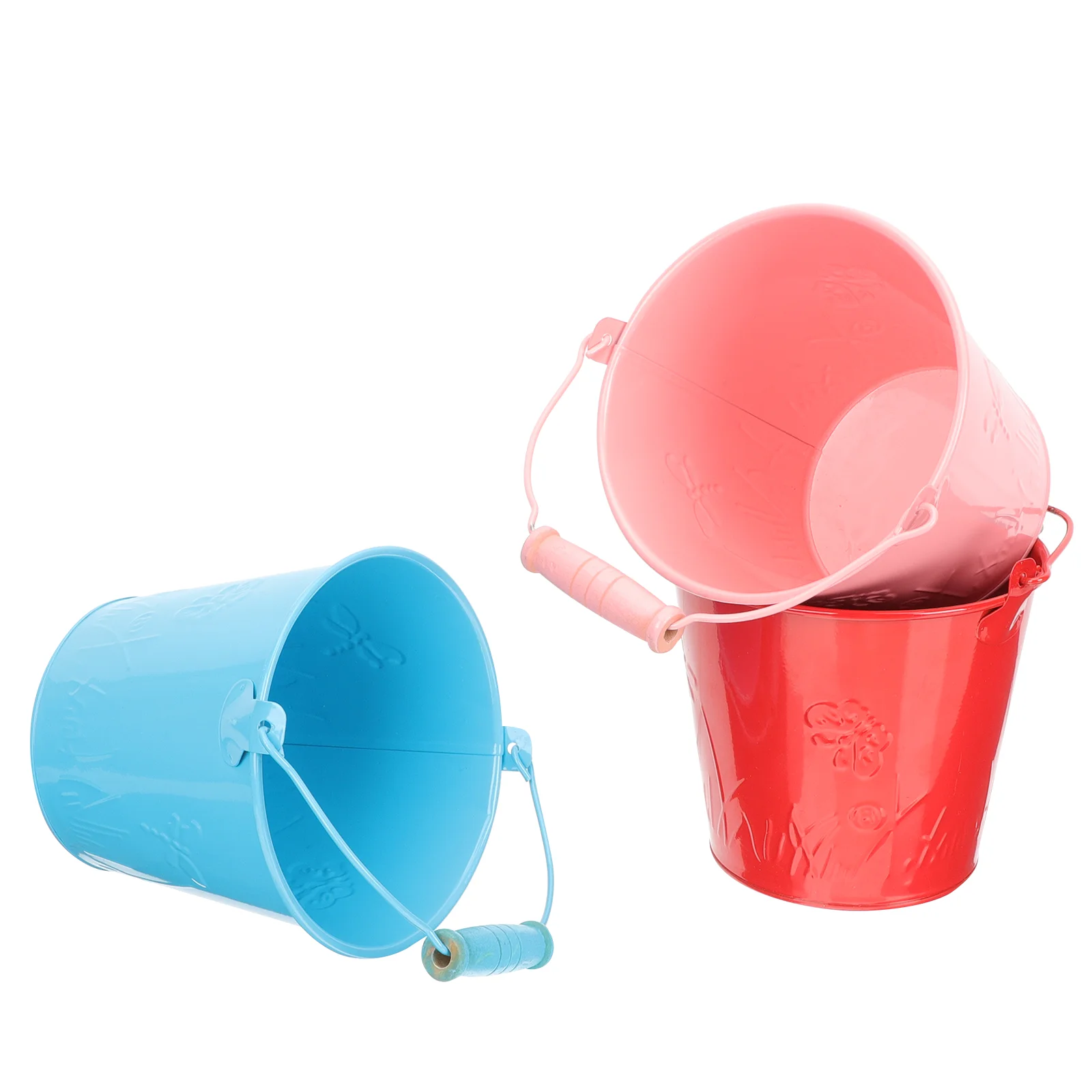 

3Pcs Wear-resistant Sand Buckets Portable Sand Toys Convenient Beach Buckets (Random Color)
