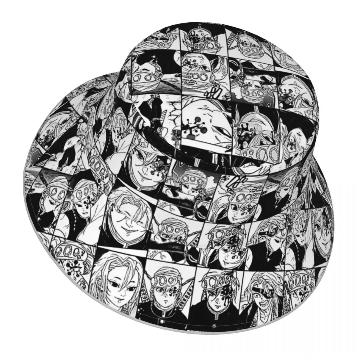 Kimetsu No Yaiba,Tengen Uzui reflective Bucket Hat Men Women Bucket Hat Outdoor Sunscreen Beach Hat Sun Hiking Fishing Cap