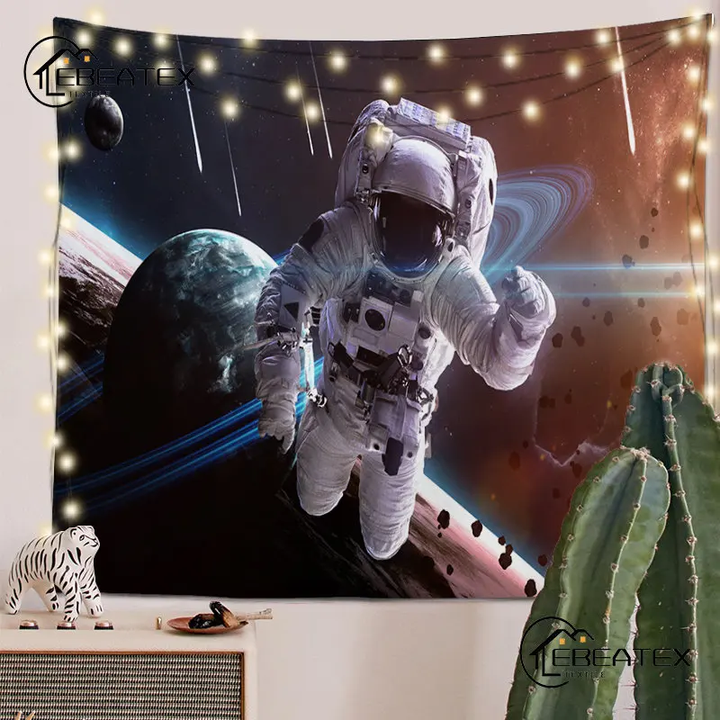 

Psychedelic Space Astronaut Tapestry Motorcycle Helmet Hippie Tapestries Wall Hanging Fantasy Cool Spaceman Room Decor Aesthetic