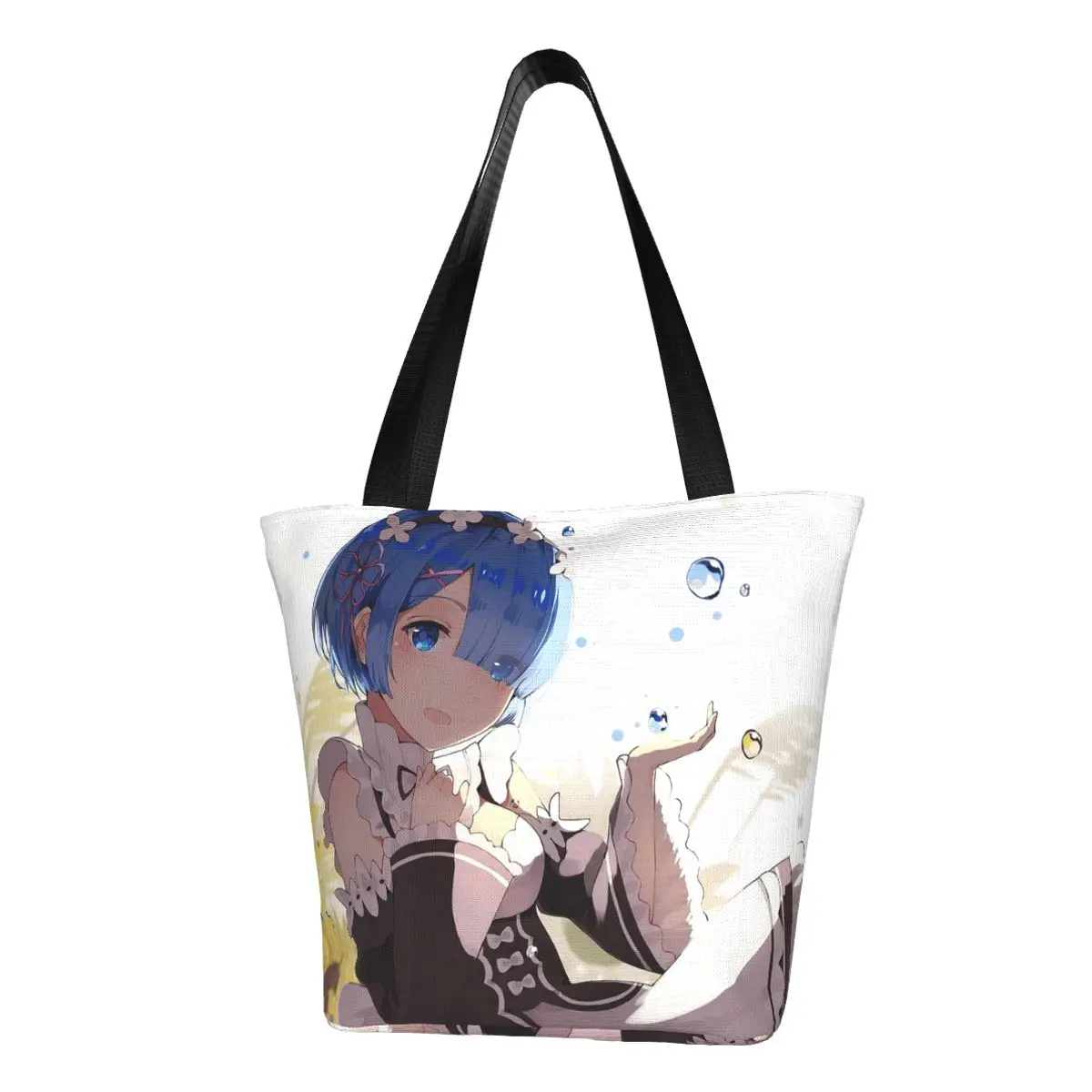 Ram And Rem Re Zero Subaru Natsuki Anime Polyester outdoor girl handbag, woman shopping bag, shoulder bag, canvas bag, gift bag