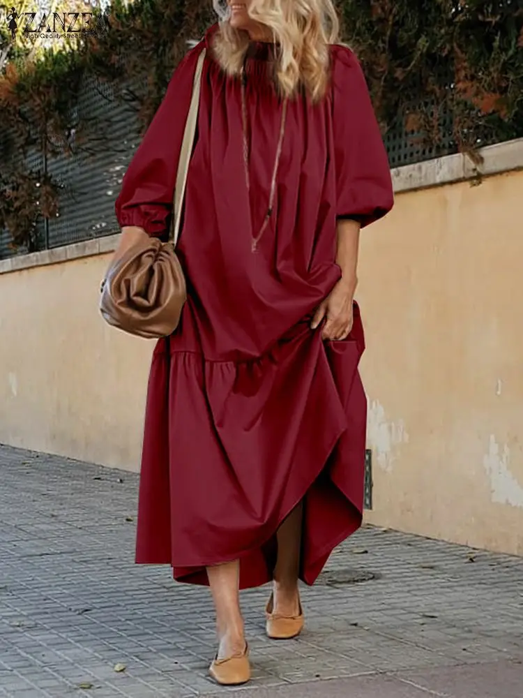 

ZANZEA шикарный кафтан с длинным рукавом 2022 шикарное элегантное платье для женщин весенние праздничные платья макси с открытыми плечами Повсе...