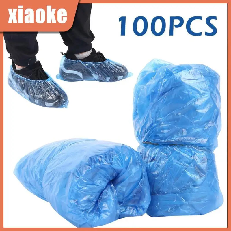 

100/200PCS Disposable Shoe Covers Cleaning Overshoes Outdoor Rainy Day Carpet Cleaning Plastic Shoe Cover Waterproof Shoe Covers