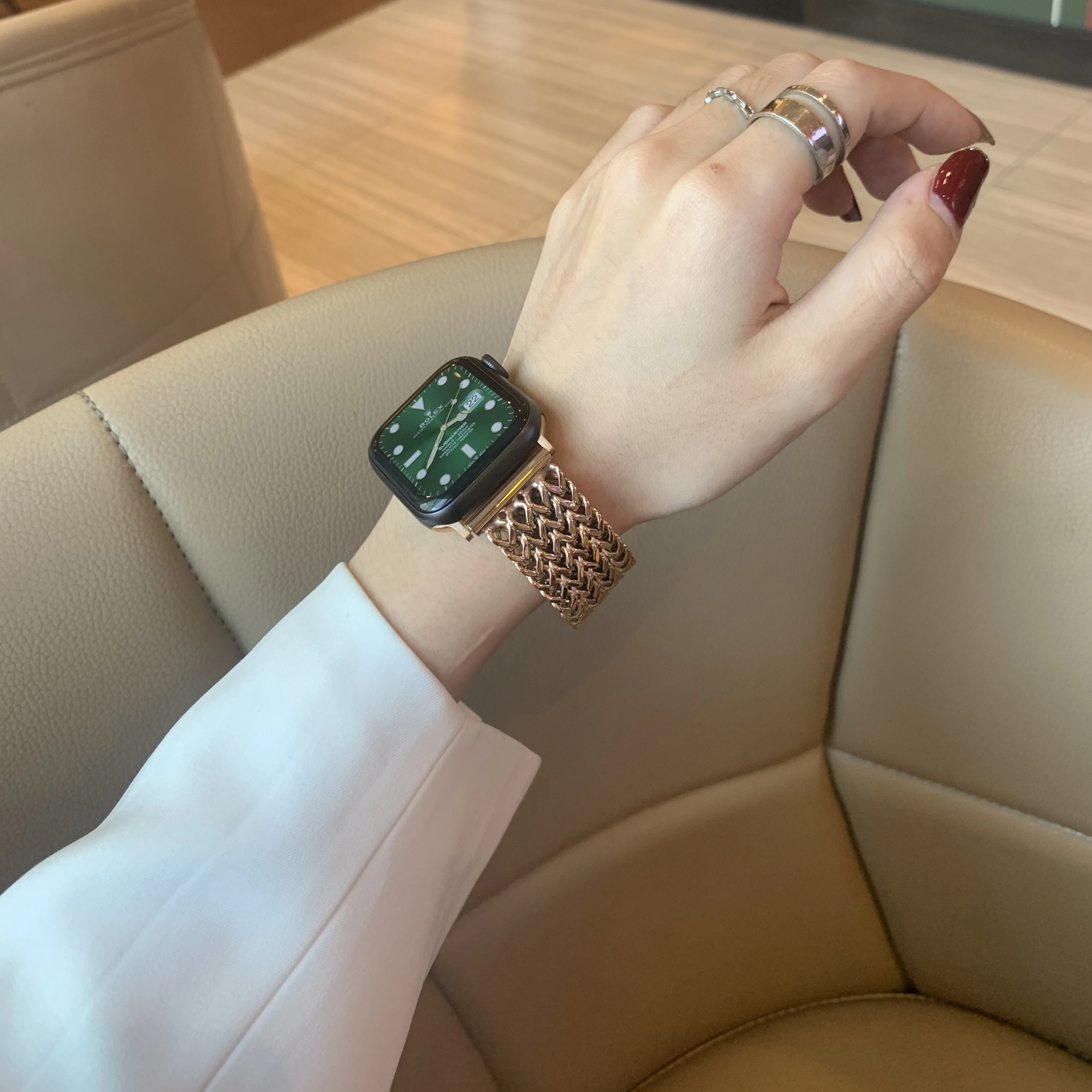 Metal Link Bracelet for Apple Watch Band 40mm 44mm 38mm 42mm 41mm 45mm Stainless Steel Strap Fit iWatch Series 8 7 6 SE 5 4 3