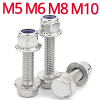 m5 m6 m8 m10 external hex bolt outer hexagon flange screw 304 stainless steel anti slip flange nylon locknut combination set