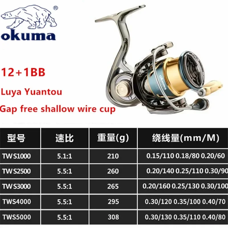 Цельнометаллическая рыболовная катушка OKUMA 12 + 1BB, вращающееся колесо с мелкой чашкой лески, 15 кг, вращающаяся катушка с защитой от коррозии морской воды 1000-5000 (art.: 3920ca4454d2e) - 3920ca4454d2e