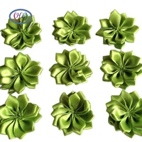 hl 30pcs 35mm green double ribbon flowers handmade apparel accessories sewing appliques diy crafts a648