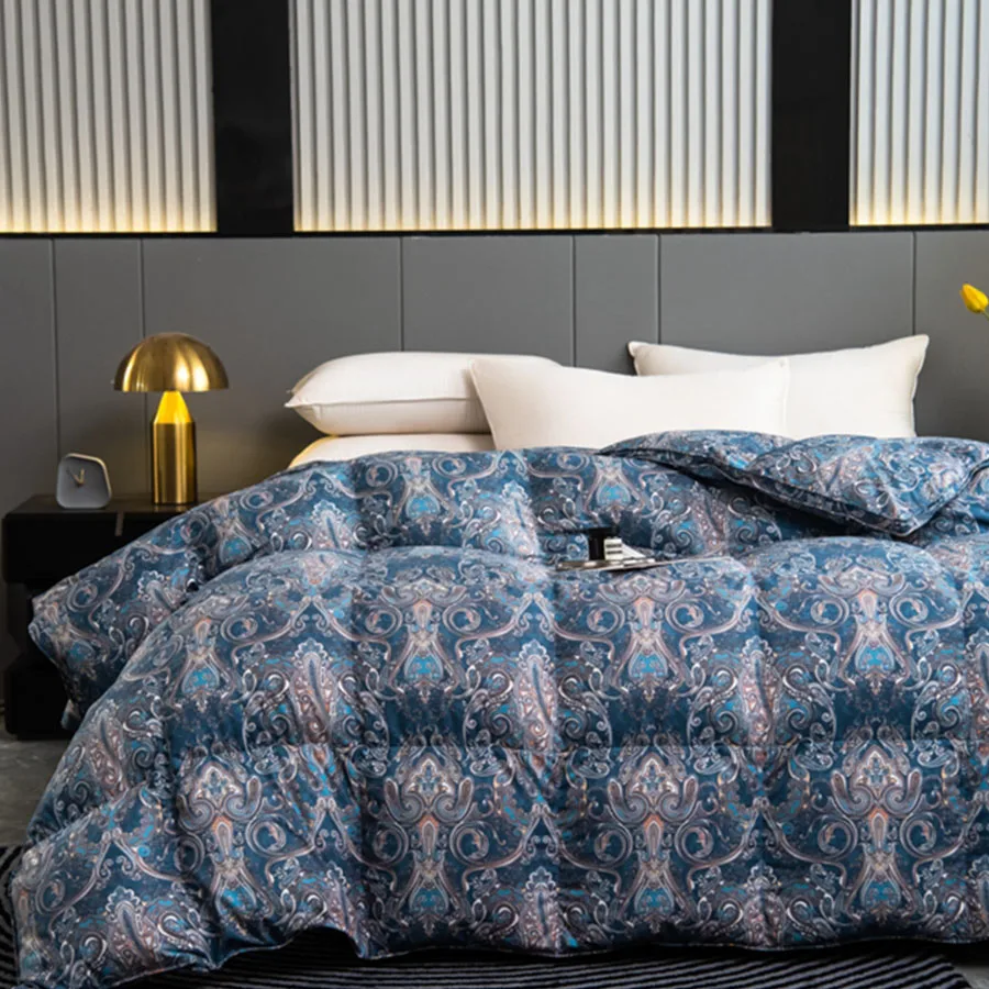 KDJEIKZ Премиум Зимнее одеяло из гусиного пуха 5-звездочное отельное с принтом Супер