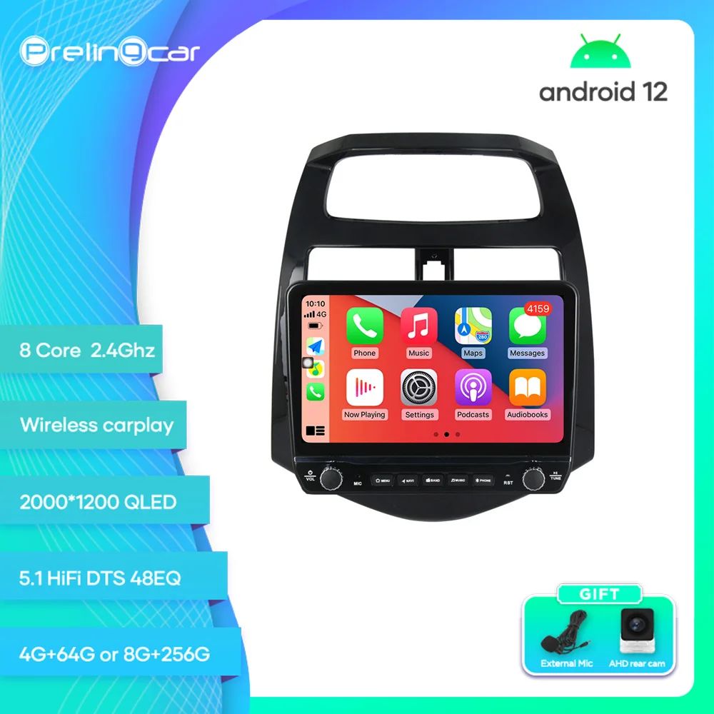 

Prelingcar For Chevrolet Spark 2010-2014 Android 12 Car Monitor 8 256g Carplay RDS GPS Built 2din Radio DVD Player 5.1HIFI DST