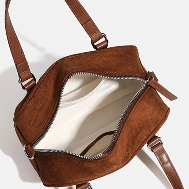 Классическая винтажная сумка через плечо из искусственной замши для работы и