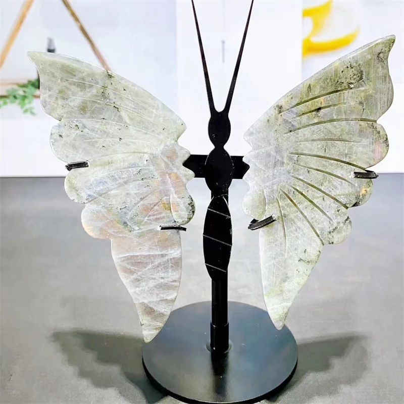 Крылья бабочки из натурального Лабрадорита поделки с резьба по хрусталю