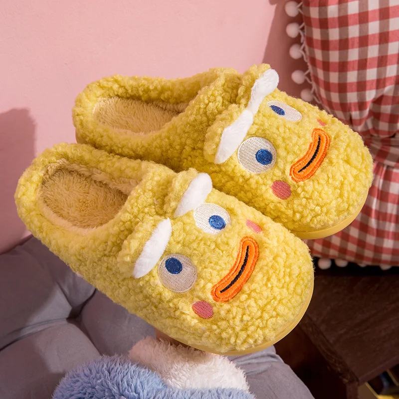 Cute Cartoon Indoor Warm Plush Slippers Plus Size Women's Shoes Cotton Women Slipper Men Slipper  Slippers
