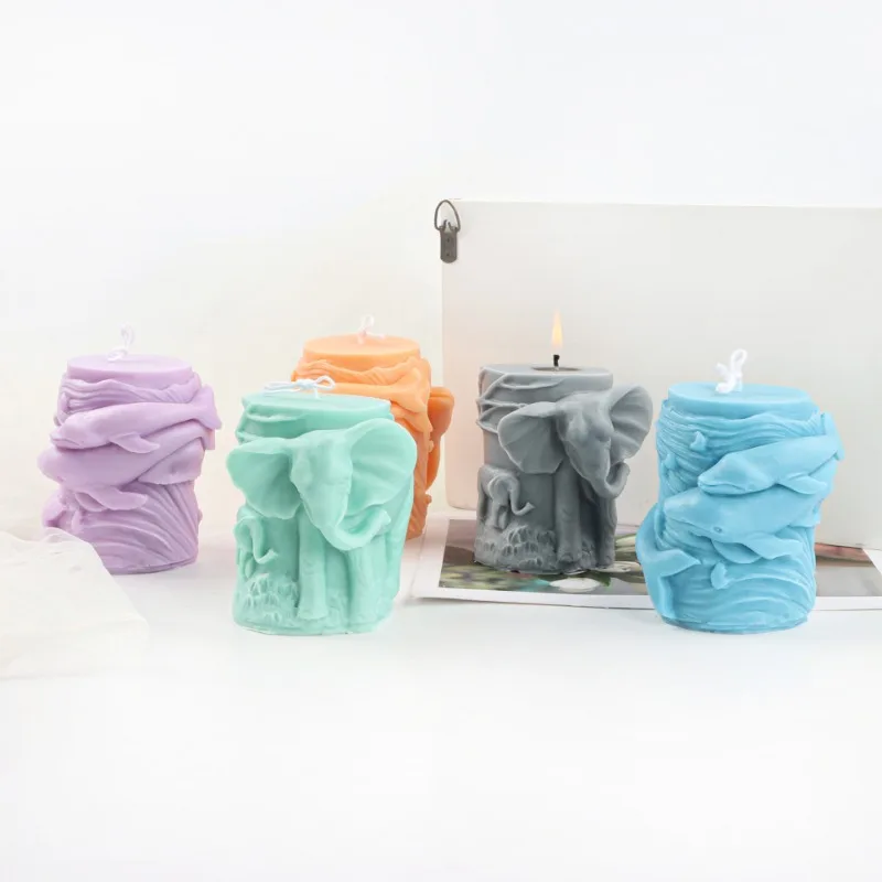 3D силиконовая форма для свечей с животными креативная слона дельфина гипсовая