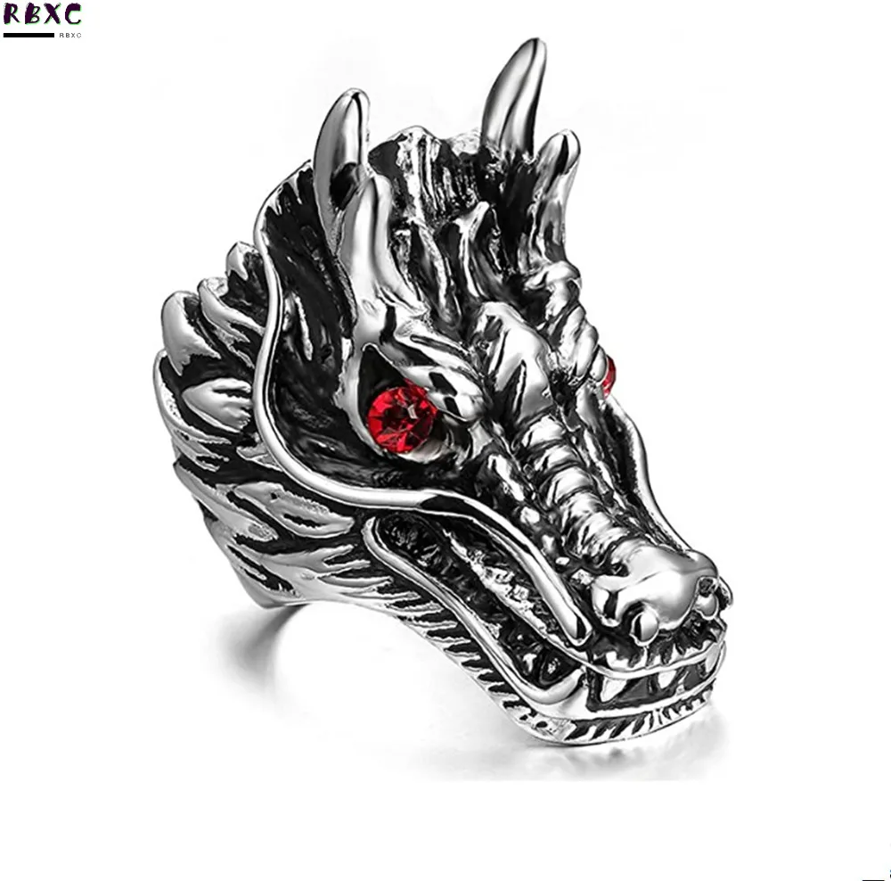

Rbxc Fashion Single Trendy Male Animal Ring Personality Punk Domineering Red Eye Bibcock Ring
