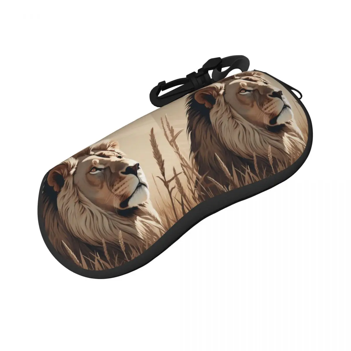 

Lion Horizontal Glasses Case Soft Colors Vector Flat Animals Travel Cute Sunglasses Pouch Custom Men Women Eyewear Bag