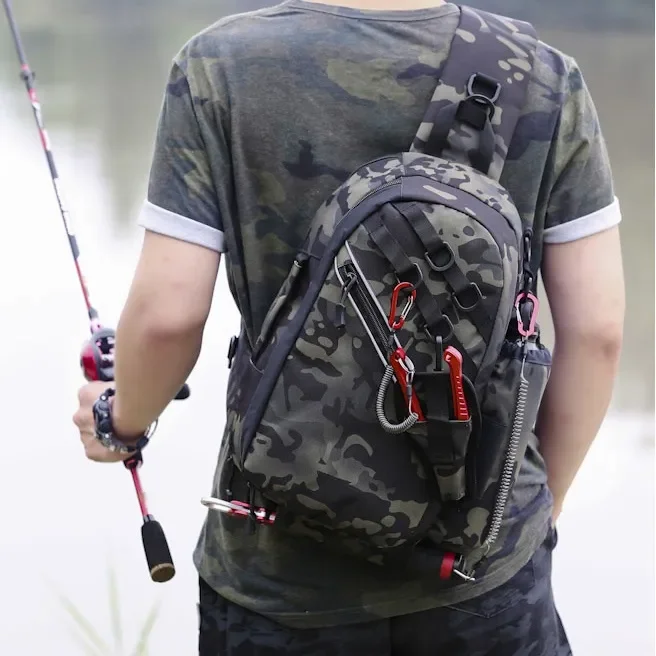 

Men Outdoor Fishing Bag Large Capacity Travel Waist Bag Fishing Tackle Backpack Tackle Storage Backpack Multifunction Chest Bags
