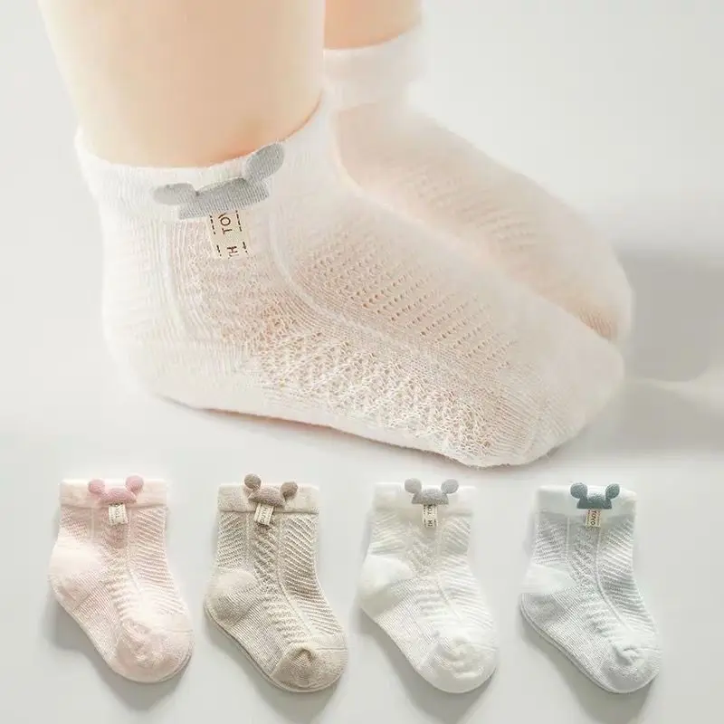 

9i9 Summer Thin Baby Socks Mesh Socks Children's Cotton Socks Baby Boat Socks 4 Pair Set Baby stuff