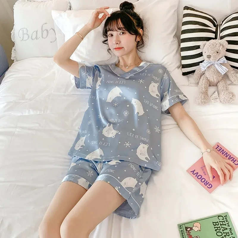 Новинка 2024 женская одежда для сна из ледяного шелка легкая летняя дома с