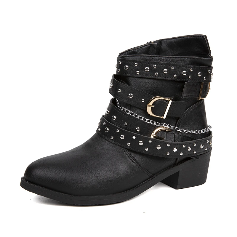 

Boots Woman Winter Cowboy Combat Plus Size Goth Punk Shoes Short Leather Ankle Chelsea Designer New Rock Vintage Moccasin