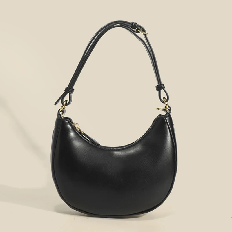 

Fashion lady under the arm bag real cowhide handbag 2023 new one shoulder oblique bag half moon crescent bag small square bag