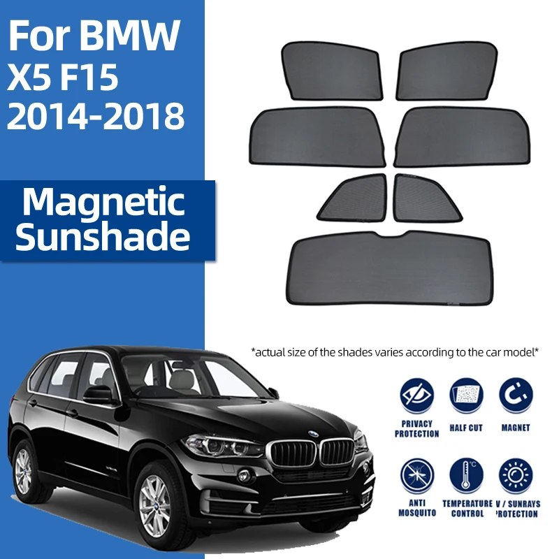 

For BMW X5 F15 F85 2013-2019 Car Sunshade Magnetic Front Windshield Mesh Curtain Shield Rear Side Window Sun Shade Visor F 15 85