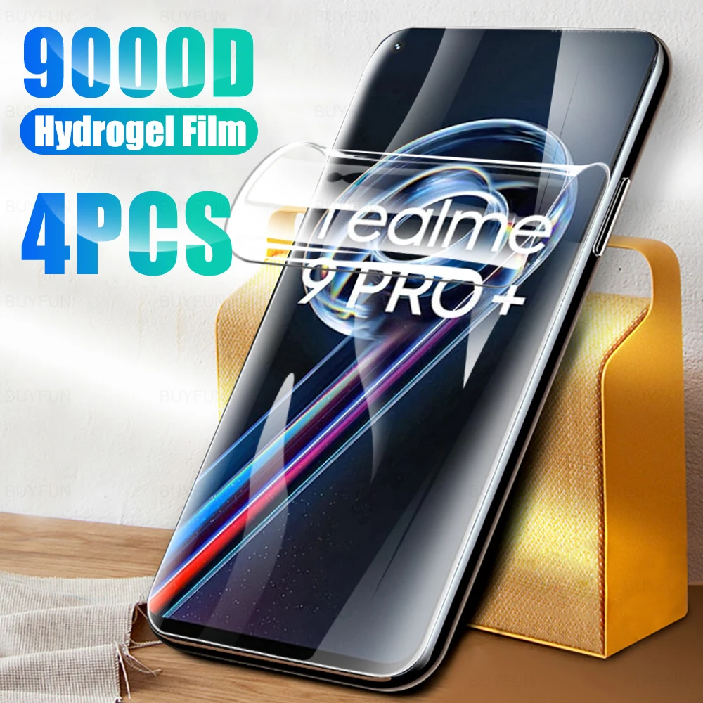 

Гидрогелевая пленка с полным покрытием 4 шт., Защита экрана для Oppo Realme 9 9i 8 8i 7 Pro Plus + 4G 5G, глобальная защита, не безопасное стекло