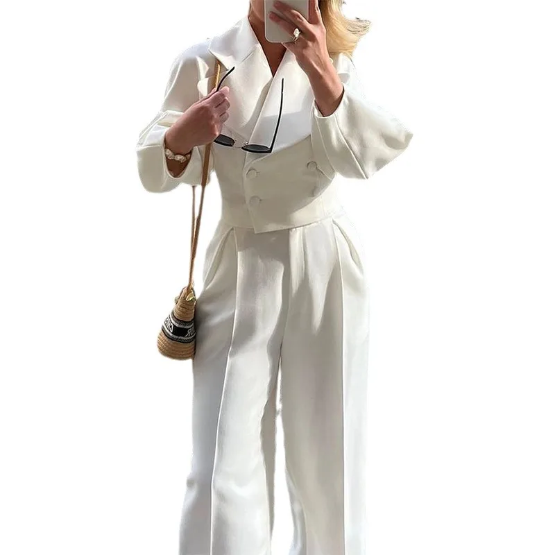 Женский пиджак комплекты брюк из двух предметов однотонные пальто с двойной