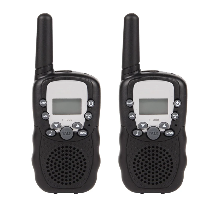 

2 Pcs T388 Kids Walkie Talkie 100-500M Communication Distance Backlight LCD Screen Mini 2Ch UHF Walkie Talkie