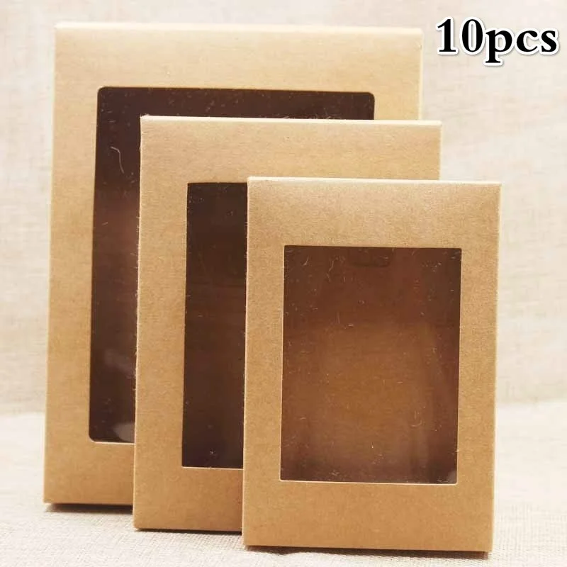 Caja de papel DIY con ventana, embalaje de pastel para boda, fiesta en casa, embalaje de muffins, 10 piezas