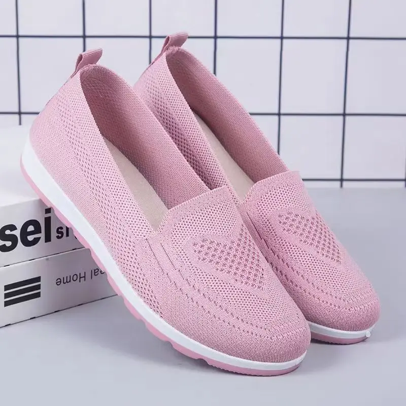 2023 New Summer Women Mesh Breathable Flat Shoes Ladies Comfort Light Casual Sneaker Women Slip on Loafers Outdoor Walking Shoes