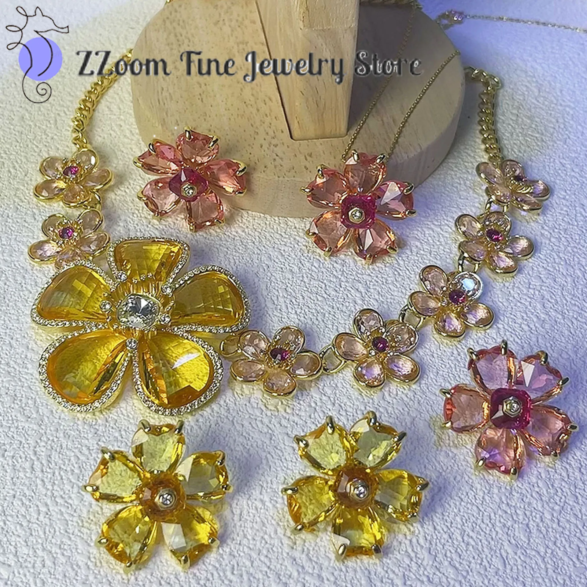 Женский ювелирный комплект из колье и серёг нержавеющей стали